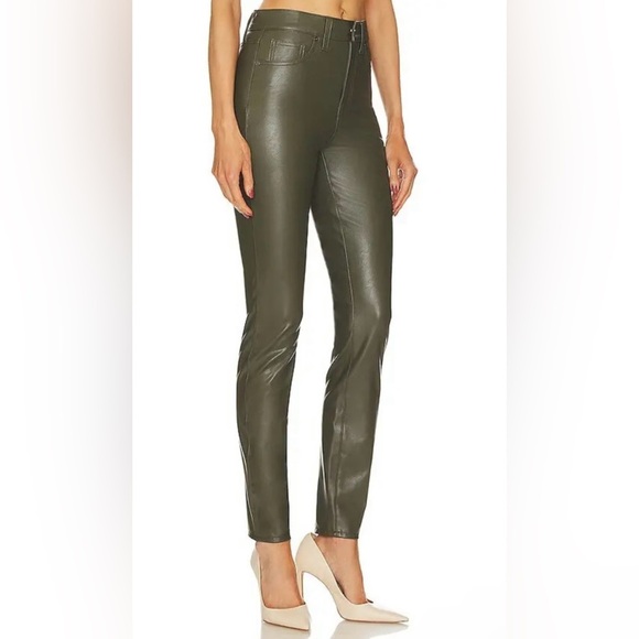 New! Veronica Beard Debbie Skinny Faux Leather Jeans in Loden Olive Green 🌿sz 26 - Picture 4 of 16